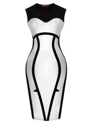 friends for good moments בגדים והנעלה Women Sexy Sleeveless Package Hip Dress Fashion Hit Color Slim Dress