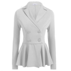 Women&#39;s Blazers elegant Double Breasted Long sleeved Ruched Tunic White Blazers Office Lady Female Chic Suits 7Colors SP495