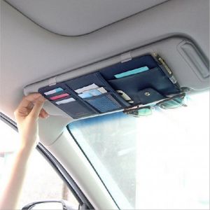 CHIZIYO Multifunction PU Car Sun Visor Storage Bag Auto Glasses Ticket Documents Folder Mobile Phone Organizer