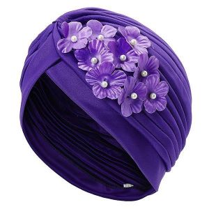 friends for good moments אקססוריז Womens Flower Slouch Skull Caps Stretchable Earmuffs Bonnet Hat with Paillette Turban