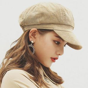 friends for good moments אקססוריז Womens Winter Corduroy Octagon Painter Beret Caps Leisure Outdoor Newsboy Peaked Cap