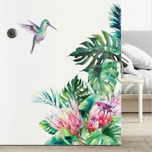 friends for good moments עיצוב בית ואביזרים  Tropical Leaves Flowers Bird Wall Sticker Home Living Room Wallpaper Decal Decor