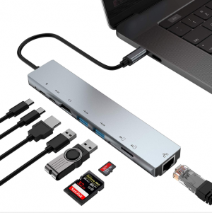 friends for good moments מגנים ואביזרים  לטלפונים , טאבלטים , מחשב נייד Bakeey 8-in-1 USB-C Hub Docking Station Adapter With 4K HDMI HD Display / 87W USB-C PD3.0 Power Delivery / USB-C Data Transmission