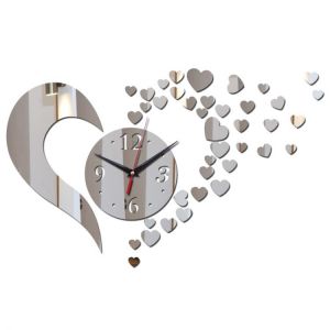 friends for good moments עיצוב בית ואביזרים  arrival hot room silver big flower quartz acrylic wall clock modern design luxury 3d mirror clocks watch